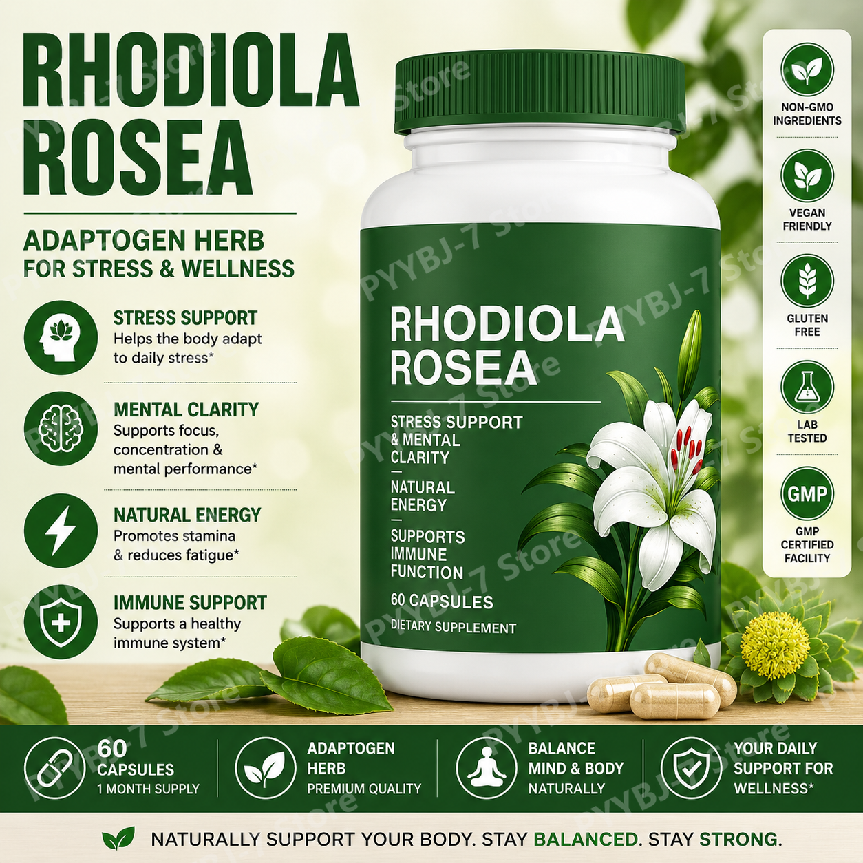 Rhodiola Rosea Capsules 500mg, - Herbal Wellness In avaliação e preço